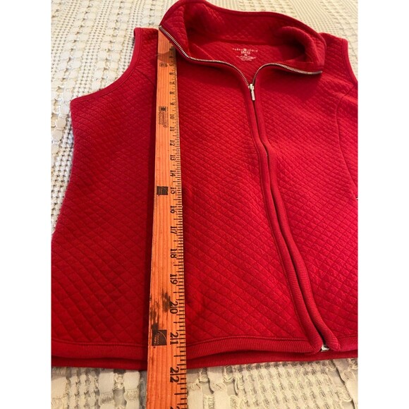 Karen Scott Sport Vest Red Women’s Petite Large Quilted Zipper Front - Picture 12 of 12